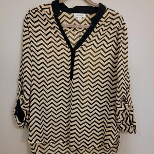 Dressbarn Chevron Patterned Blouse - Black and Cream